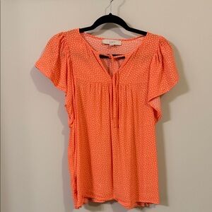 LOFT Coral Polka Dot Blouse